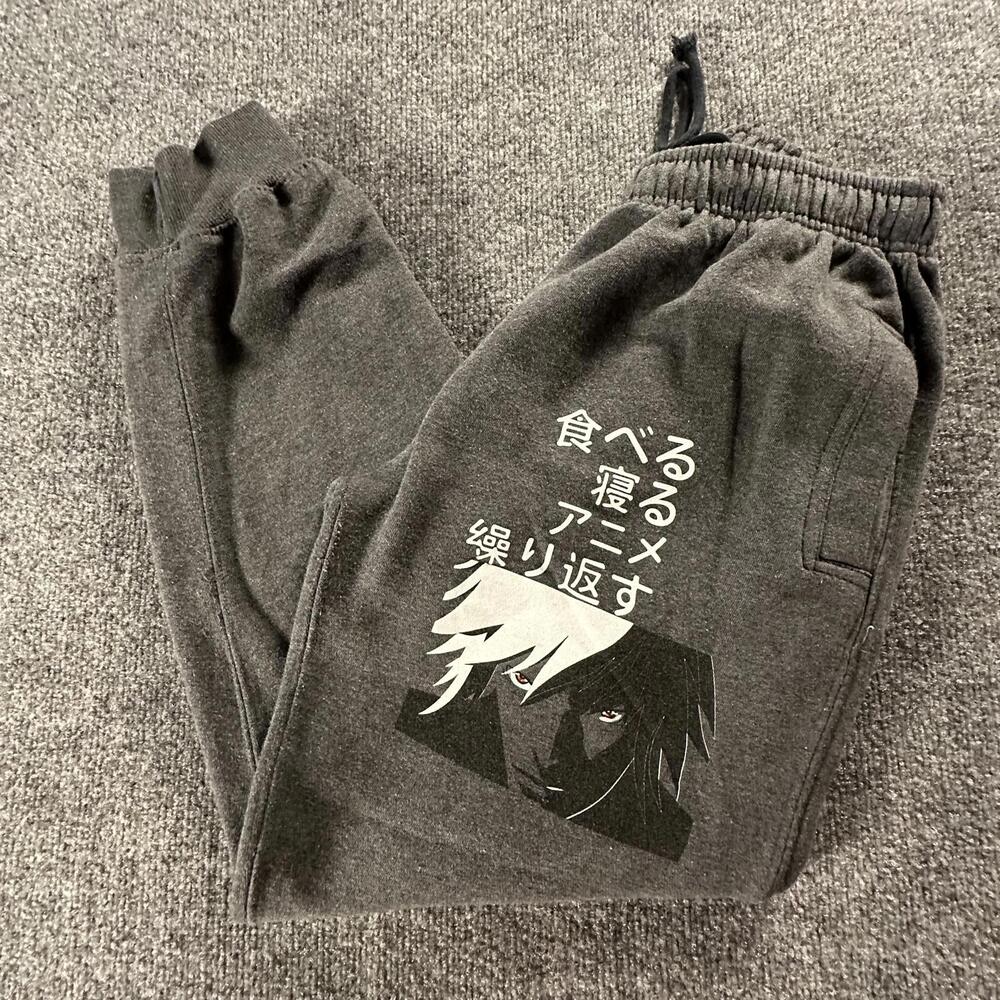 Ring of‎ Fire Men's Grey Sweatpants with Anime Graphic #505